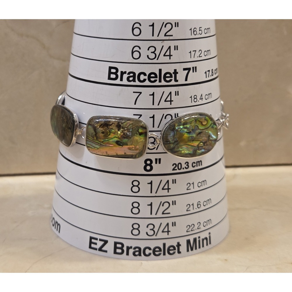 Stunning Vintage Lucas Lameth Sterling Silver Freeform Abalone Shell Bracelet - Picture 6 of 6
